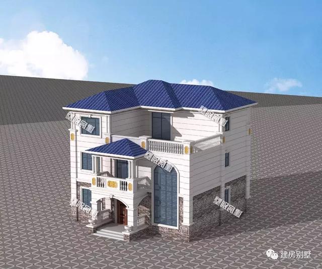 農(nóng)村簡歐式風格別墅設(shè)計圖，客廳挑空，施工難度不大、造價不算太高