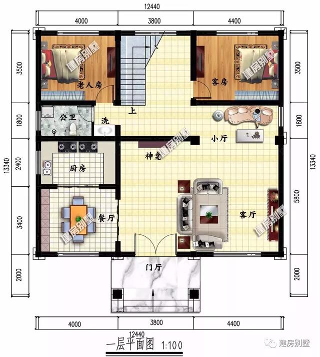 農(nóng)村簡歐式風格別墅設(shè)計圖，客廳挑空，施工難度不大、造價不算太高