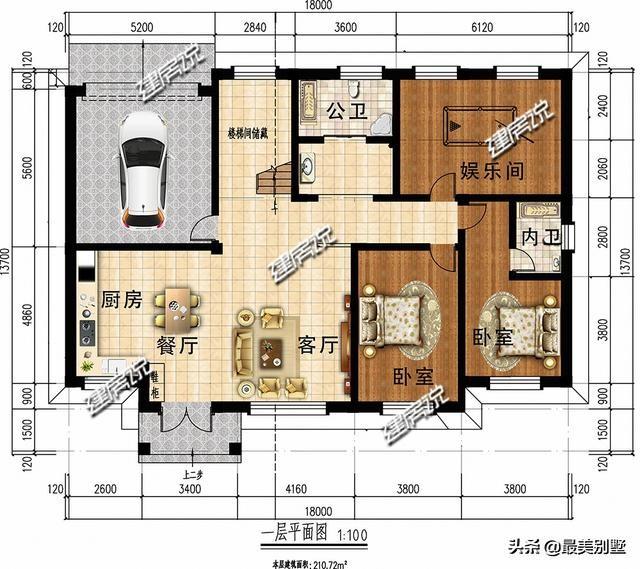 歐式三層別墅設(shè)計圖，自帶車庫和露臺，是農(nóng)村建房首選