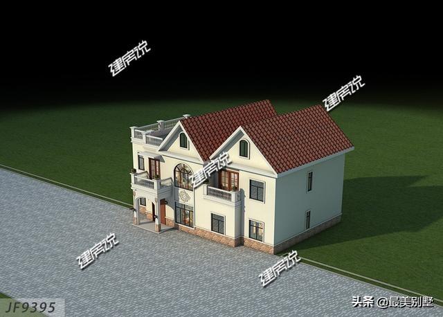 歐式三層別墅設(shè)計圖，自帶車庫和露臺，是農(nóng)村建房首選
