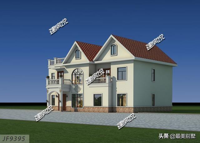 歐式三層別墅設(shè)計圖，自帶車庫和露臺，是農(nóng)村建房首選
