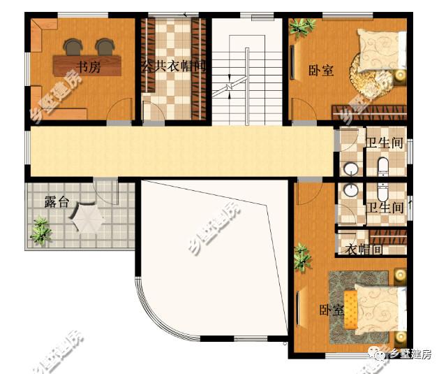 三層農(nóng)村別墅設計圖，造型別致，能建上這樣一棟別墅，也是非常有面子了
