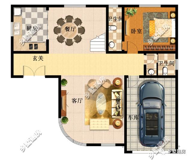 三層農(nóng)村別墅設計圖，造型別致，能建上這樣一棟別墅，也是非常有面子了