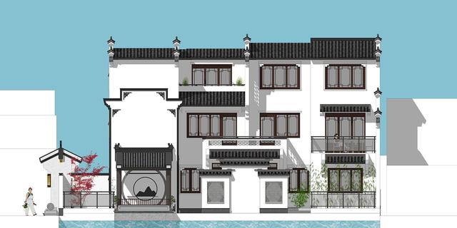 江西吉安別墅項目概況：中式別墅設計圖，占地140平左右