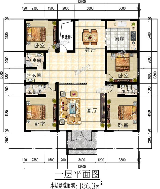 5款漂亮的一層別墅設(shè)計圖，18萬起建一棟，圖紙收藏好