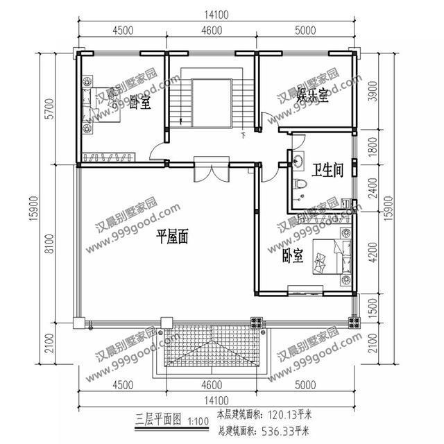 14.1X15.9米三層別墅設計圖，回老家蓋一棟房子，過向往的生活