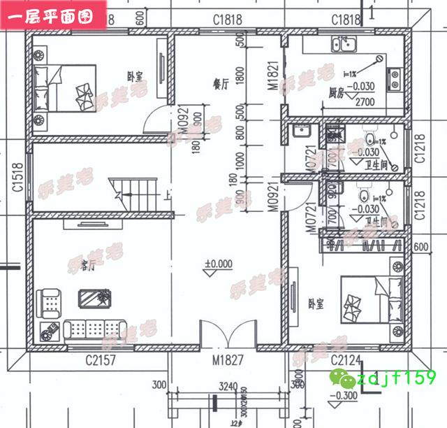 120平米簡約三層農(nóng)村三層自建別墅設計圖，羅馬柱裝飾，外觀精美，布局實用。