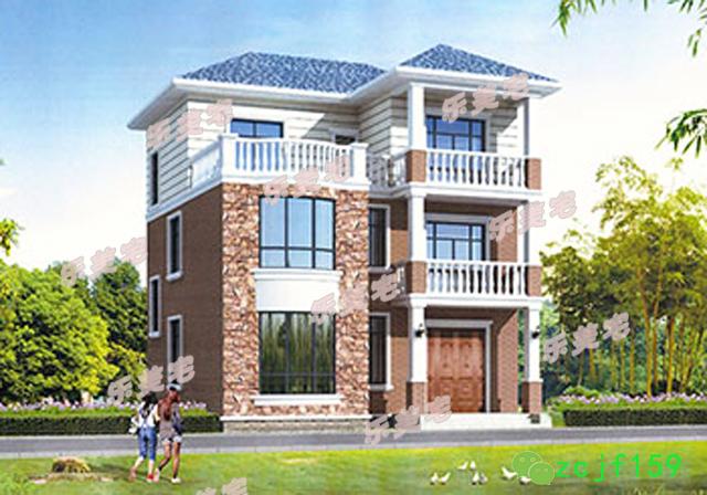 5套農(nóng)村20萬左右三層住房別墅設(shè)計圖，外觀樸素淡雅，室內(nèi)結(jié)構(gòu)緊湊實用，采光透氣佳，帶大曬臺設(shè)計，觀景娛樂皆可。