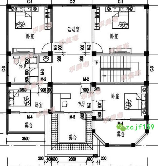 14x17米帶復(fù)式挑空客廳農(nóng)村三層別墅設(shè)計(jì)圖，空間設(shè)計(jì)合理，帶多個(gè)休閑娛樂室，可帶多個(gè)親朋好友一起娛樂，一起享受休閑的假