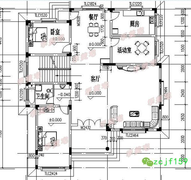 14x17米帶復(fù)式挑空客廳農(nóng)村三層別墅設(shè)計(jì)圖，空間設(shè)計(jì)合理，帶多個(gè)休閑娛樂室，可帶多個(gè)親朋好友一起娛樂，一起享受休閑的假