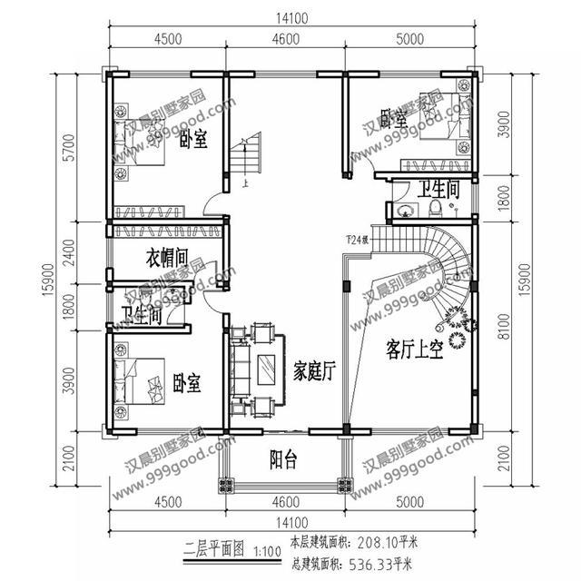 14.1X15.9米三層別墅設(shè)計(jì)圖，冷不要緊，我有炕！