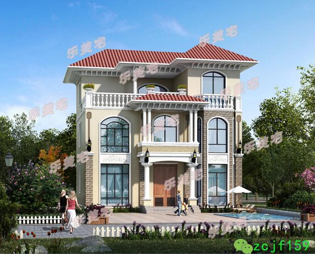 造價(jià)30w左右?guī)杜_(tái)農(nóng)村簡(jiǎn)約三層自建別墅設(shè)圖，外觀簡(jiǎn)潔大方，平面布局緊湊。