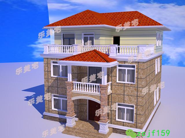 造價(jià)30w左右?guī)杜_(tái)農(nóng)村簡(jiǎn)約三層自建別墅設(shè)圖，外觀簡(jiǎn)潔大方，平面布局緊湊。