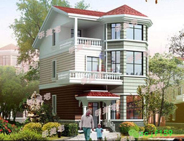 面寬8以?xún)?nèi)農(nóng)村三層小別墅設(shè)計(jì)圖，外觀高端大氣，大露臺(tái)有最大化的觀景視覺(jué)效果。