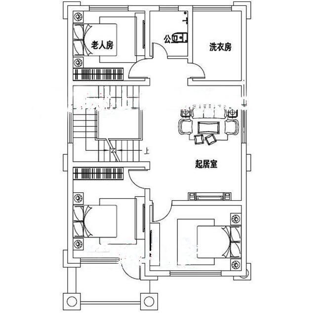 面寬8以?xún)?nèi)農(nóng)村三層小別墅設(shè)計(jì)圖，外觀高端大氣，大露臺(tái)有最大化的觀景視覺(jué)效果。