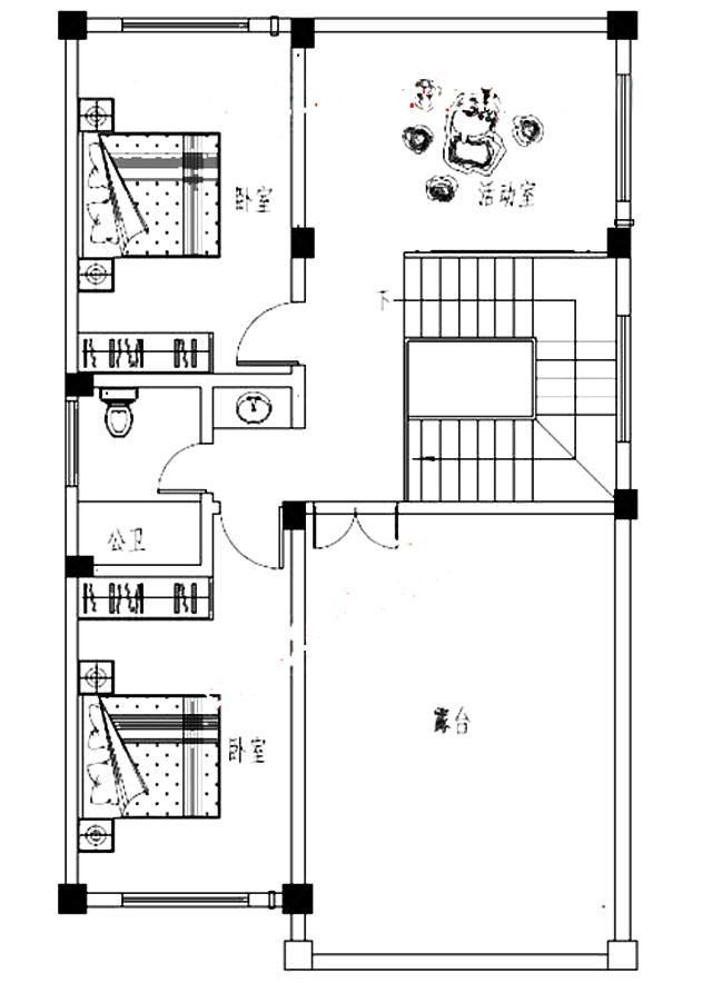 面寬8以?xún)?nèi)農(nóng)村三層小別墅設(shè)計(jì)圖，外觀高端大氣，大露臺(tái)有最大化的觀景視覺(jué)效果。