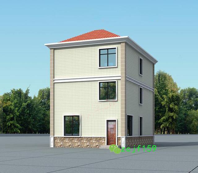 面寬8以?xún)?nèi)農(nóng)村三層小別墅設(shè)計(jì)圖，外觀高端大氣，大露臺(tái)有最大化的觀景視覺(jué)效果。