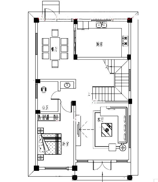 面寬8以?xún)?nèi)農(nóng)村三層小別墅設(shè)計(jì)圖，外觀高端大氣，大露臺(tái)有最大化的觀景視覺(jué)效果。