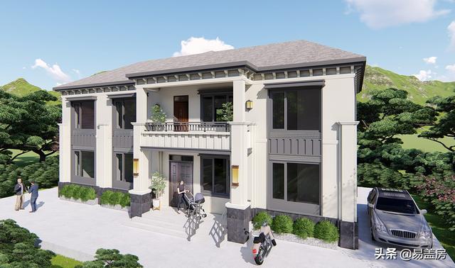 新中式別墅設(shè)計(jì)圖，平面布局十分規(guī)整，符合業(yè)主要求和家人的使用習(xí)慣