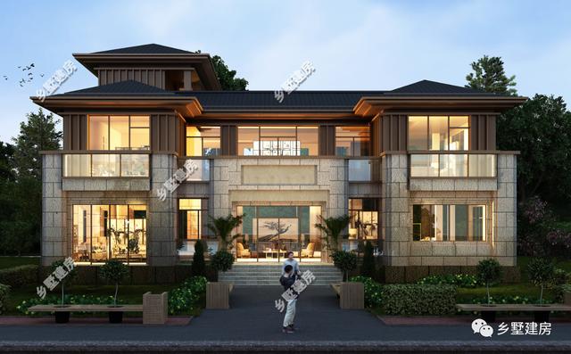 帶挑空客廳+電梯三層別墅設(shè)計圖，豪到人人都說好！充分的顯示主人的身份地位等。