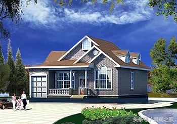 農(nóng)村時尚一層半房屋設計圖，帶車庫，外觀艷麗，富有現(xiàn)代氣息