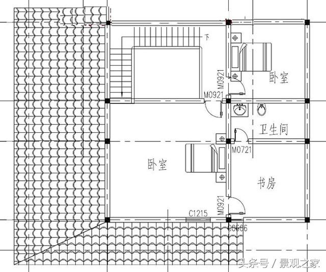 農(nóng)村時尚一層半房屋設計圖，帶車庫，外觀艷麗，富有現(xiàn)代氣息
