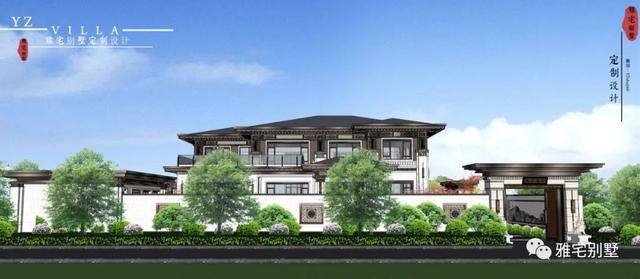 河北兩層新中式合院別墅設(shè)計(jì)圖，24x35米，前庭后院，小橋流水