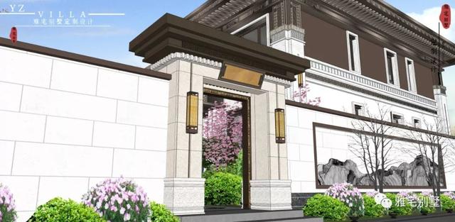 河北兩層新中式合院別墅設(shè)計(jì)圖，24x35米，前庭后院，小橋流水