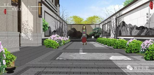 河北兩層新中式合院別墅設(shè)計(jì)圖，24x35米，前庭后院，小橋流水