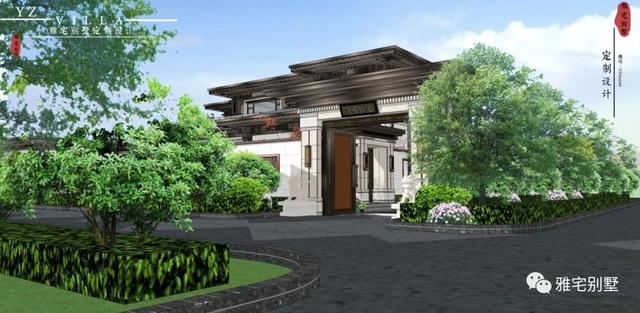 河北兩層新中式合院別墅設(shè)計(jì)圖，24x35米，前庭后院，小橋流水