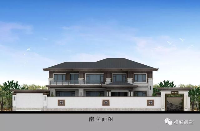 河北兩層新中式合院別墅設(shè)計(jì)圖，24x35米，前庭后院，小橋流水