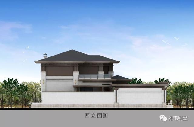 河北兩層新中式合院別墅設(shè)計(jì)圖，24x35米，前庭后院，小橋流水