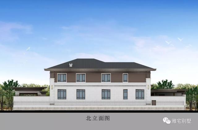 河北兩層新中式合院別墅設(shè)計(jì)圖，24x35米，前庭后院，小橋流水