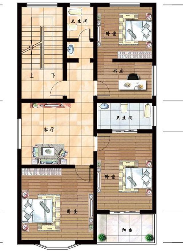 8x11米四層農村自建別墅設計圖，框架結構 主體造價：40-45萬