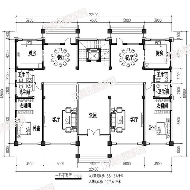 開春就蓋這棟雙拼別墅設計圖，占地351平方米的自建房設計圖可謂是洋氣十足美觀實用