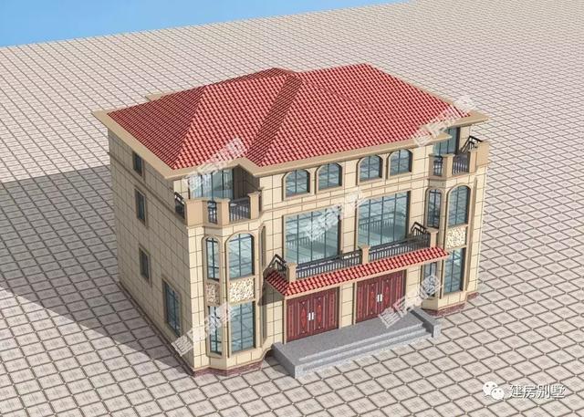 簡(jiǎn)歐式外觀設(shè)計(jì)的雙拼別墅設(shè)計(jì)圖，造價(jià)不算高，兩兄弟合建很體面