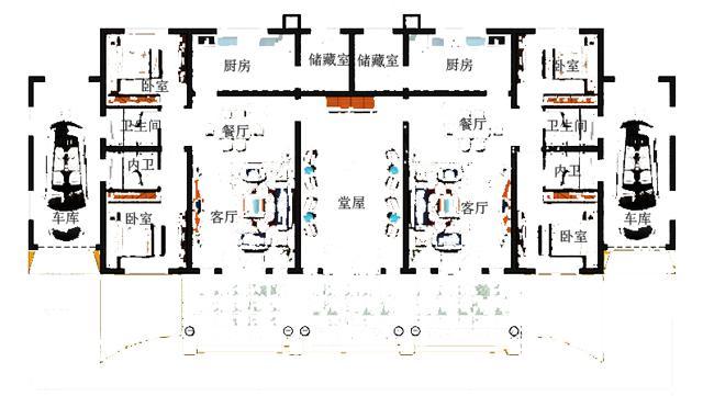農(nóng)村一層雙拼別墅設(shè)計圖，室內(nèi)設(shè)計都非常合理，符合農(nóng)村的風景布局