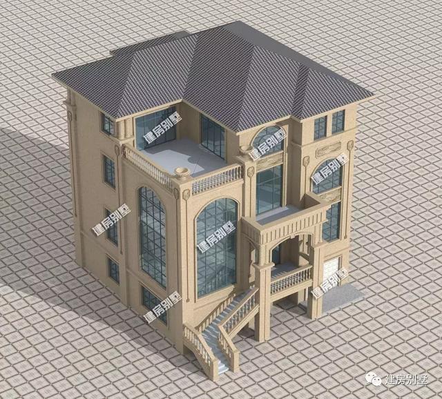 帶架空層四層豪華別墅設(shè)計圖，室內(nèi)外都很大氣