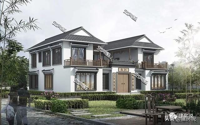 36萬建棟中式別墅設(shè)計圖，宛如一幅秀麗的山水畫，無法讓人不愛