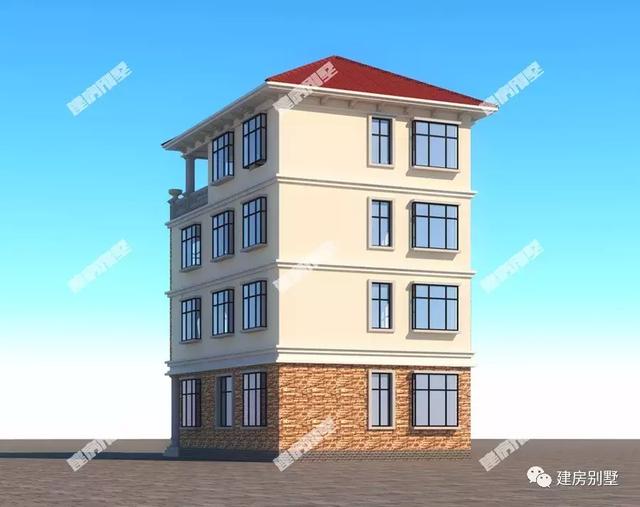 面寬8米多的四層農(nóng)村別墅設(shè)計圖，每層都做成帶廚房的套房設(shè)計