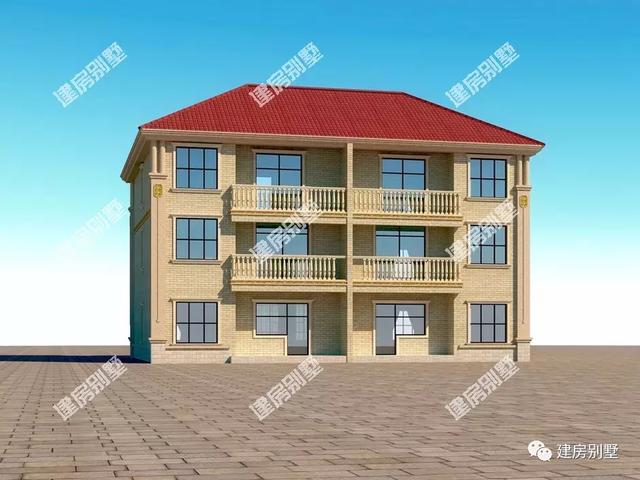 客廳挑空設(shè)計(jì)的農(nóng)村雙拼別墅設(shè)計(jì)圖，看著就非常的氣派。