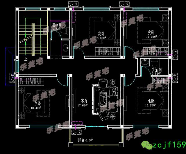 三層別墅圖紙全套設(shè)計圖，戶型漂亮，空間布局合理。