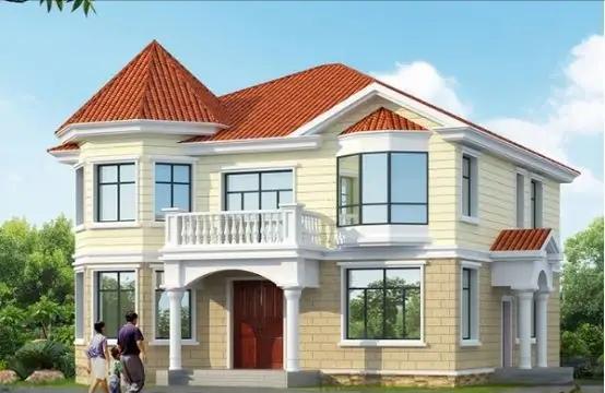 13?12歐式二層農(nóng)村小別墅設(shè)計(jì)圖，造價(jià)30萬，戶型方正