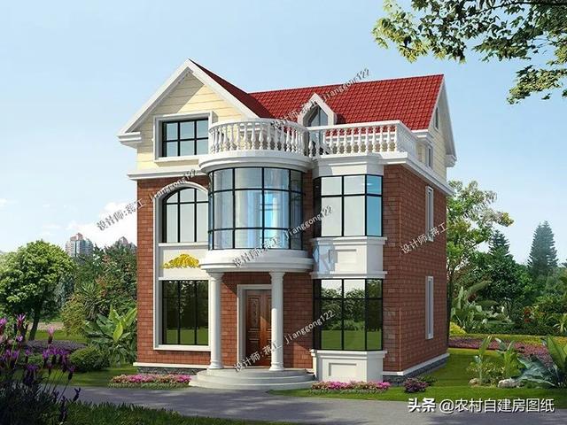12款三層農(nóng)村別墅設(shè)計(jì)圖，主題造價(jià)20萬，占地100平方米左右