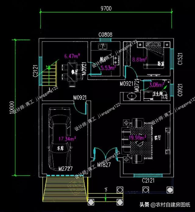12款三層農(nóng)村別墅設(shè)計(jì)圖，主題造價(jià)20萬，占地100平方米左右