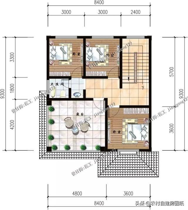 12款三層農(nóng)村別墅設(shè)計(jì)圖，主題造價(jià)20萬，占地100平方米左右
