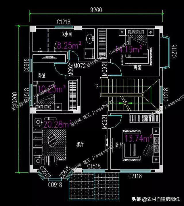 12款三層農(nóng)村別墅設(shè)計(jì)圖，主題造價(jià)20萬，占地100平方米左右