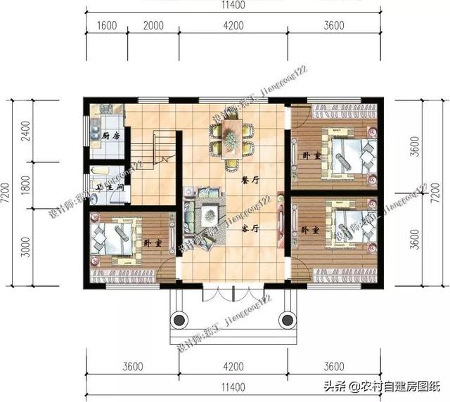 12款三層農(nóng)村別墅設(shè)計(jì)圖，主題造價(jià)20萬，占地100平方米左右