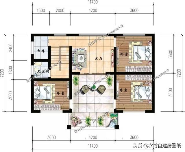 12款三層農(nóng)村別墅設(shè)計(jì)圖，主題造價(jià)20萬，占地100平方米左右