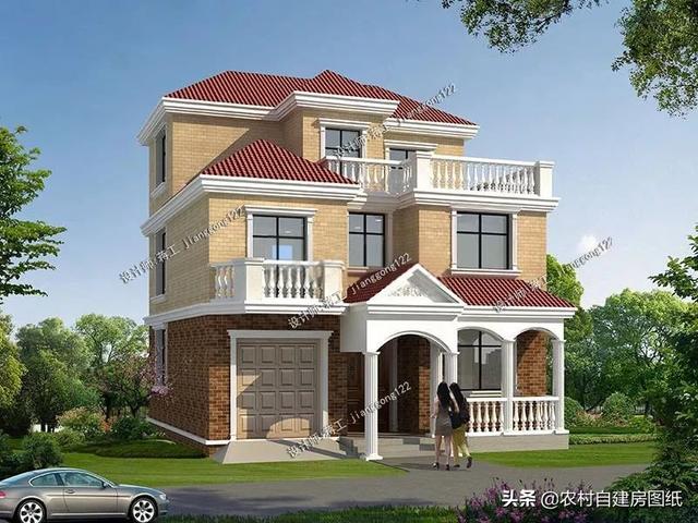12款三層農(nóng)村別墅設(shè)計(jì)圖，主題造價(jià)20萬，占地100平方米左右